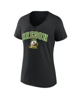 Women's Fanatics Black Oregon Ducks Evergreen Campus V-Neck T-shirt