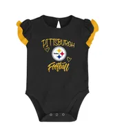 Baby Boys and Girls Black, Gold Pittsburgh Steelers Too Much Love Two-Piece Bodysuit Set