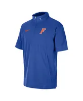 Men's Nike Royal Florida Gators Coaches Half-Zip Short Sleeve Jacket