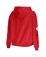 Women's Wear by Erin Andrews Red New England Patriots Modest Cropped Pullover Hoodie