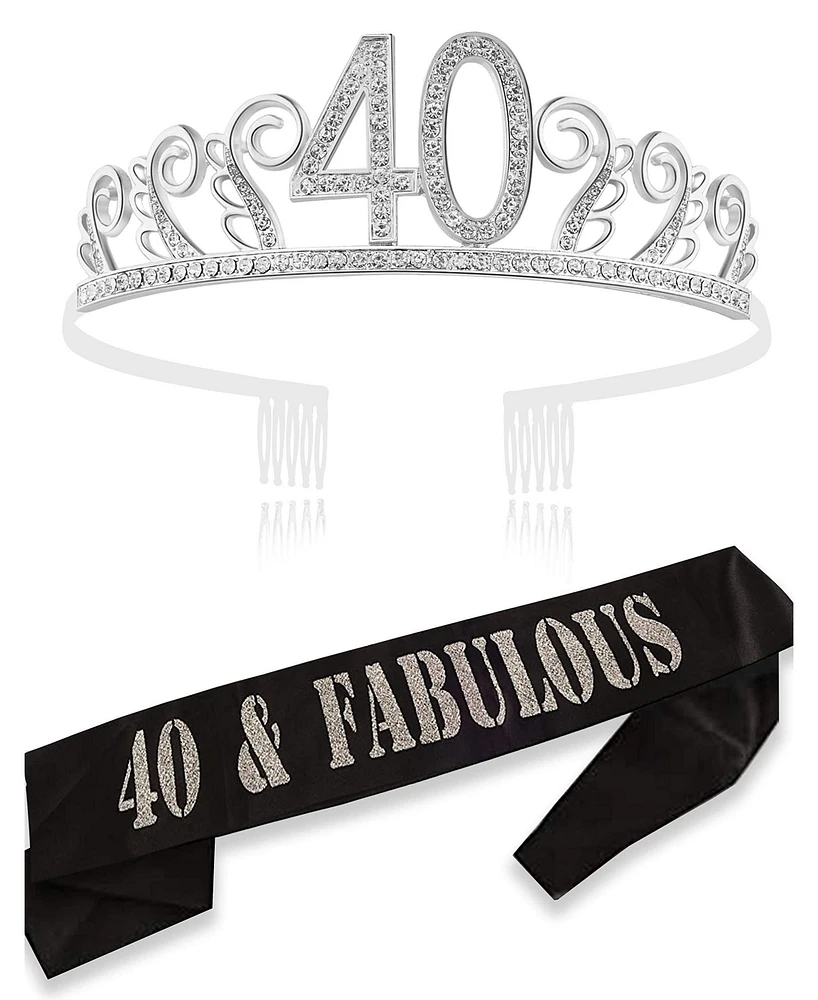 Meant2tobe 40th Birthday Sash and Tiara for Women