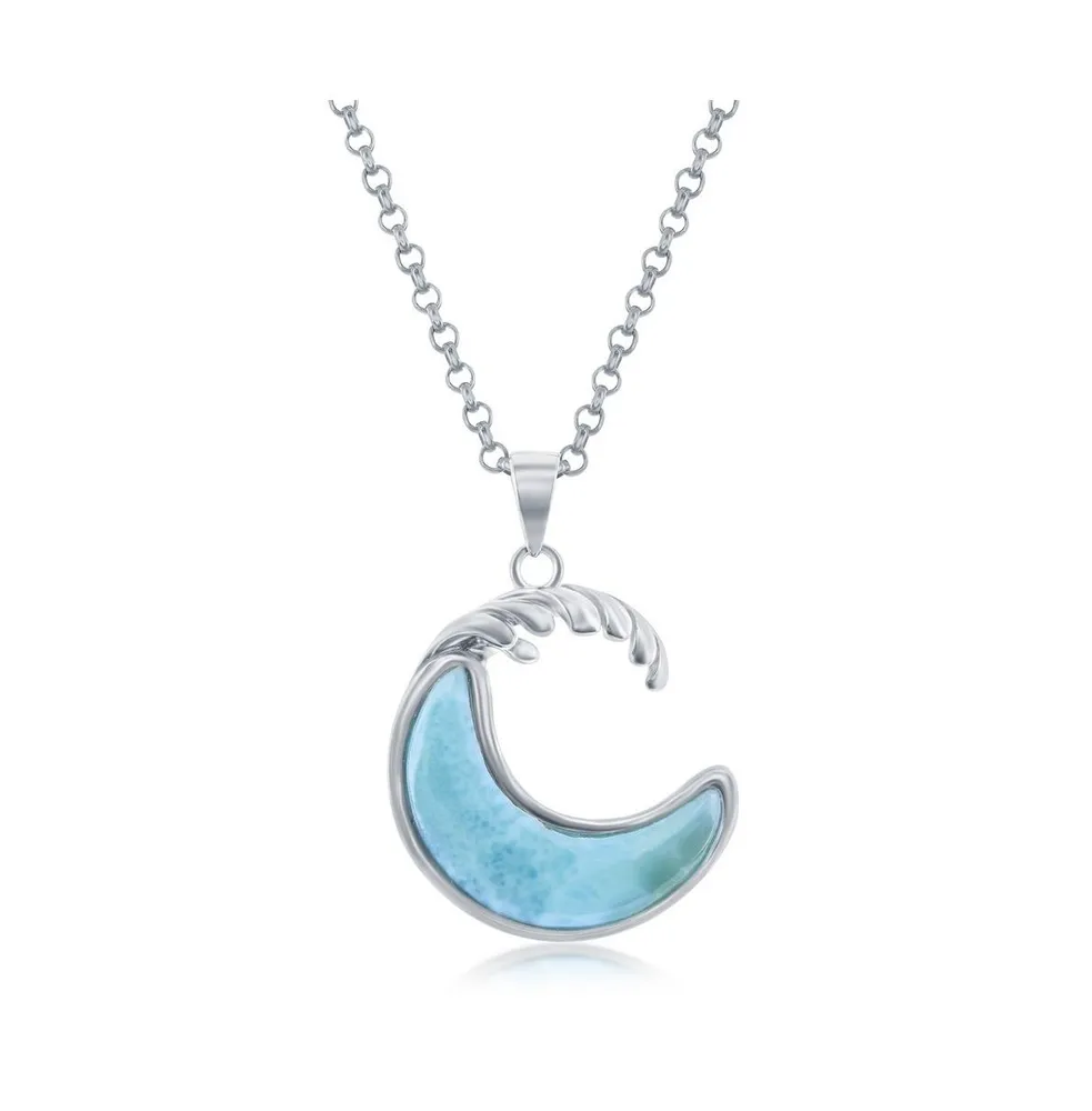 Sterling Silver Larimar Wave Necklace