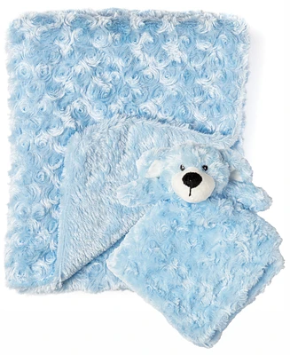 Tendertyme Baby Boys Curly Plush Blanket With Nunu, 2 Piece Set