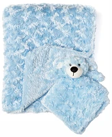 Tendertyme Baby Boys Curly Plush Blanket With Nunu, 2 Piece Set