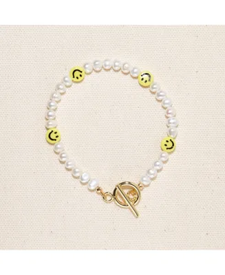 Joey Baby 18K Gold Plated Freshwater Pearls with Smiley Face
