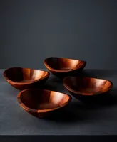Nambe Braid Set of 4 Individual Wood 8" Salad Bowls