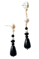 seree Chess — Pearl black agate earrings