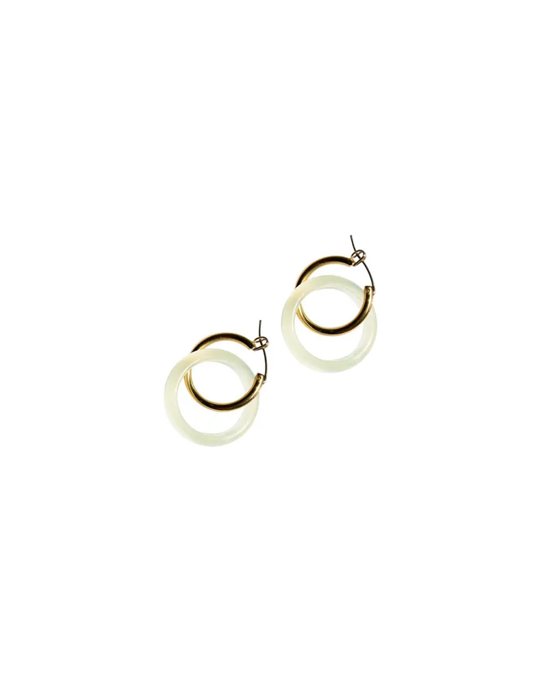 Willow — Green jade stone hoop earrings