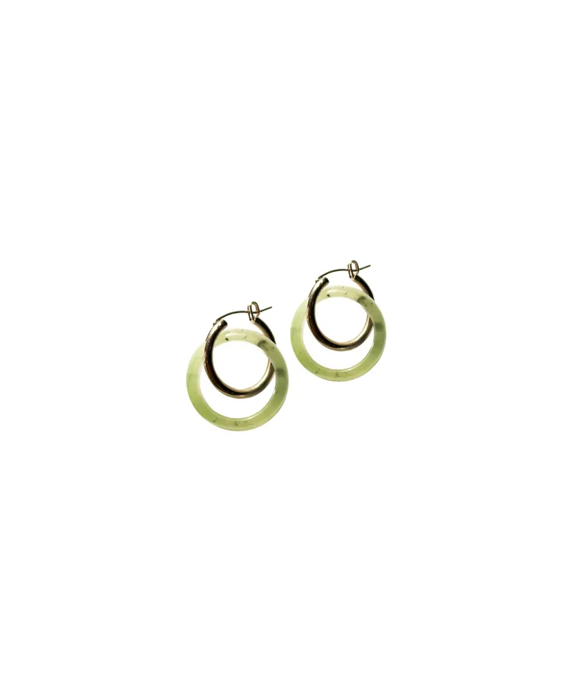 seree Amelie skinny — Green jade stone hoop earrings