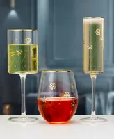 Plum Blossom Champagne Flute 8 oz Glasses, Set of 4