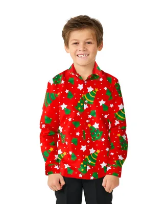 Suitmeister Big Boys Christmas Trees Stars Long Sleeves Shirt