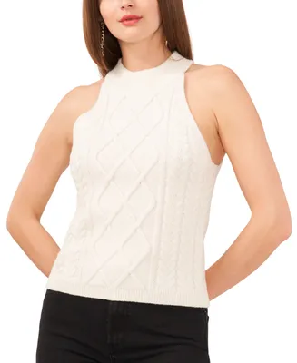 1.state Women's Sleeveless Cable-Knit Halter Sweater