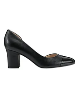 Bandolino Women's Laynier Almond Toe Side D'Orsay Block Heel Pumps