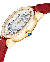 GV2 by Gevril Women's Astor Ii Swiss Quartz Red Leather Watch 36mm