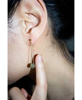 seree Zodiac collection | Libra — Skinny gold chain jade earrings