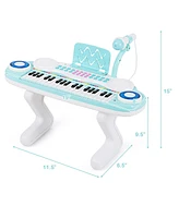 Costway Z-Shaped Kids Toy Keyboard Piano 37-Key Electronic Organ Light w/Microphone