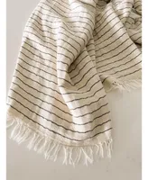 Light Beige Striped Turkish Cotton Crinkled Throw Blanket 55x75