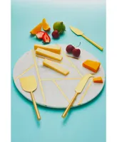 Infinia Marble Cheese Board With Gold Knives Set