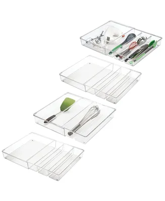 mDesign Plastic Adjustable/Expandable Drawer Storage Organizer, 4 Pack