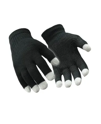 RefrigiWear Men's Touchscreen Pvc Dot Grip Black Knit Gloves