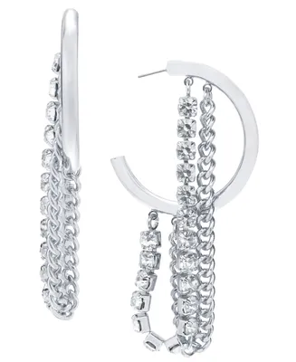 I.n.c. International Concepts Crystal Chain Extra-Large Hoop Earrings, 3.05", Created for Macy's