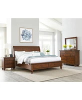 Closeout! Cambridge Brown Sleigh Storage Queen Bed