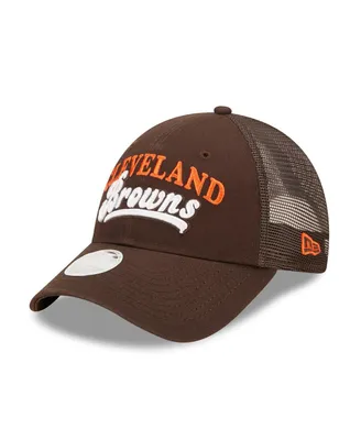 Women's New Era Brown Cleveland Browns Team Trucker 9FORTY Snapback Hat