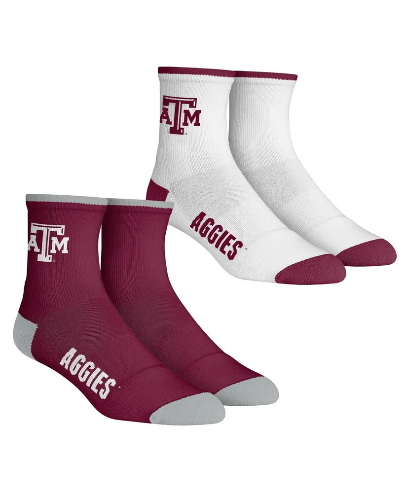 Youth Big Boys and Girls Rock 'Em Socks Texas A&M Aggies Core Team 2-Pack Quarter Length Sock Set