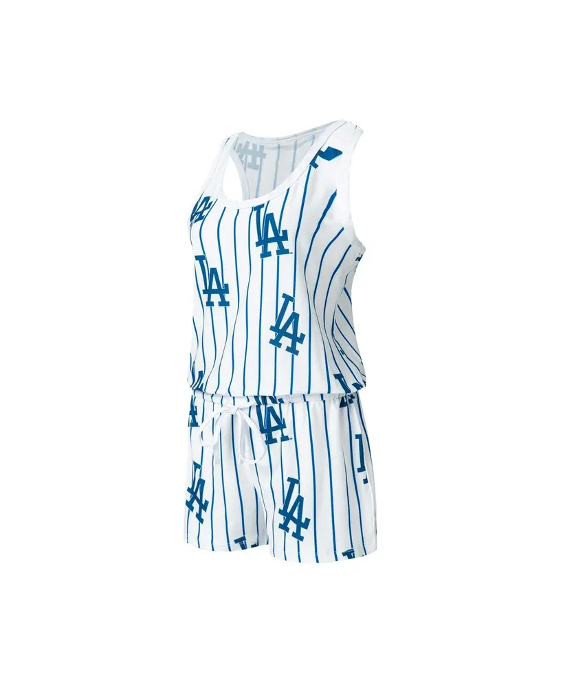 Women's Concepts Sport White Los Angeles Dodgers Reel Pinstripe Knit Romper