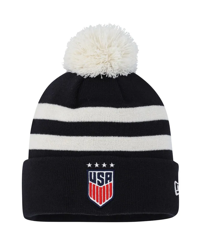 Men's New Era Navy Uswnt Team Cuffed Knit Hat with Pom