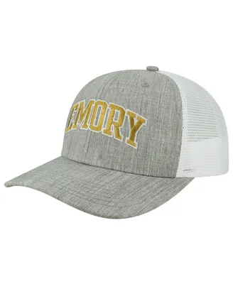 Men's Heather Gray, White Emory Eagles Arch Trucker Snapback Hat