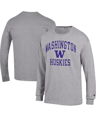 Men's Champion Heather Gray Washington Huskies High Motor Long Sleeve T-shirt