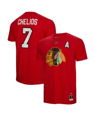 Men's Mitchell & Ness Chris Chelios Red Chicago Blackhawks Name and Number T-shirt