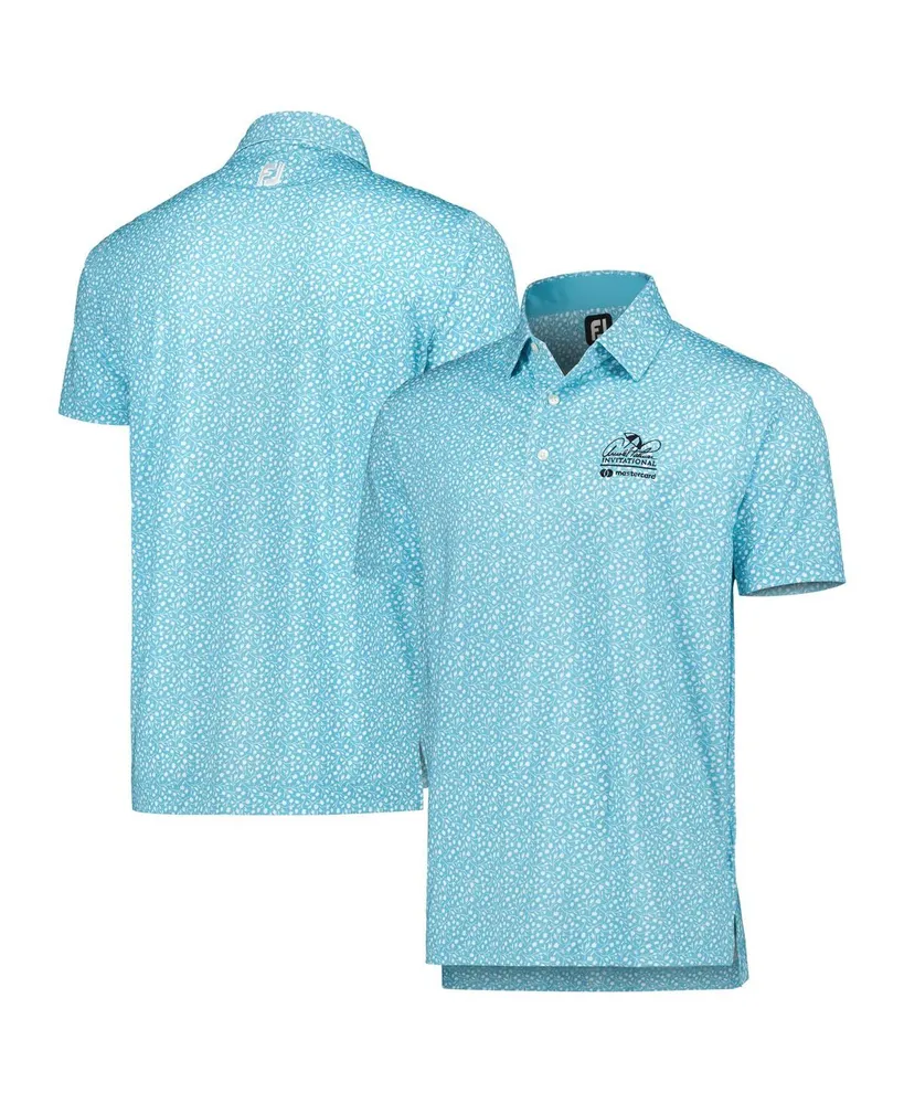 Men's FootJoy Light Blue Arnold Palmer Invitational Tossed Tulips Lisle Self Collar ProDry Polo Shirt