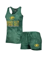 Women's Concepts Sport Green Green Bay Packers Billboard Scoop Neck Racerback Tank and Shorts Sleep Set