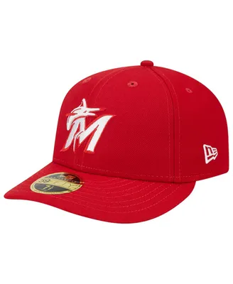 Men's New Era Scarlet Miami Marlins Low Profile 59FIFTY Fitted Hat