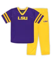 Infant Boys and Girls Purple, Gold Lsu Tigers Red Zone Jersey and Pants Set