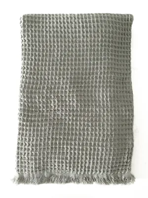 Olive Grey Turkish Cotton Waffle Throw Blanket 50x70