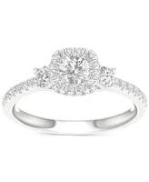 Diamond Halo Engagement Ring (1 ct. t.w.) in 14k White Gold