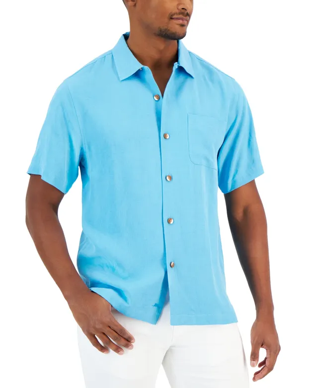 Tommy Bahama Men's Al Fresco Tropics Silk Short-Sleeve Shirt - Aqua Ice - Size 2XL