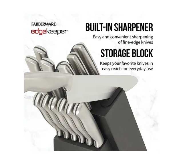 Farberware Edgekeeper 15-Piece Stainless Steel Cutlery Block Set with  Built-In Sharpener