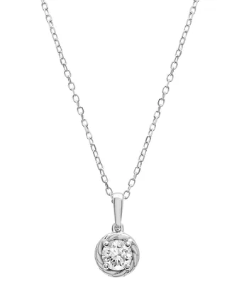 Diamond Knot-Frame Solitaire Pendant Necklace (1/3 ct. t.w.) 14k Gold, 15" + 3" extender