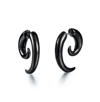 Stainless Steel Horn Design Earrings - Black Plated