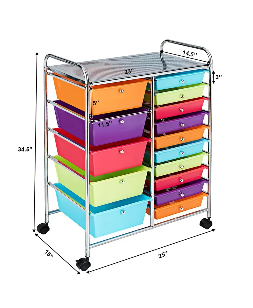 15 Drawer Rolling Storage Cart Storage Rolling Carts Drawers - Assorted Pre