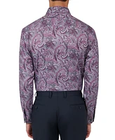 Men's Regular Fit Non-Iron Paisley-Print Performance Stretch Dress Shirt