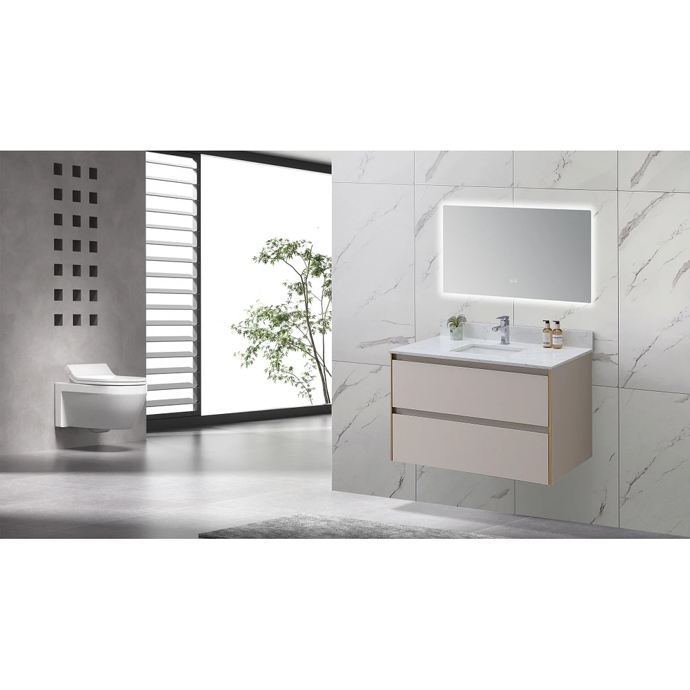 Streamdale Furniture 43 X 22 Bathroom Stone Vanity Top Carrara Jade Engineered Marble With Undermount Ceramic