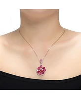 Sterling Silver 18K Rose Gold Plated Multi Color Cubic Zirconia Pendant Necklace