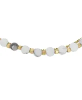 Fossil Howlite All Stacked Up Chain Beaded Bracelet