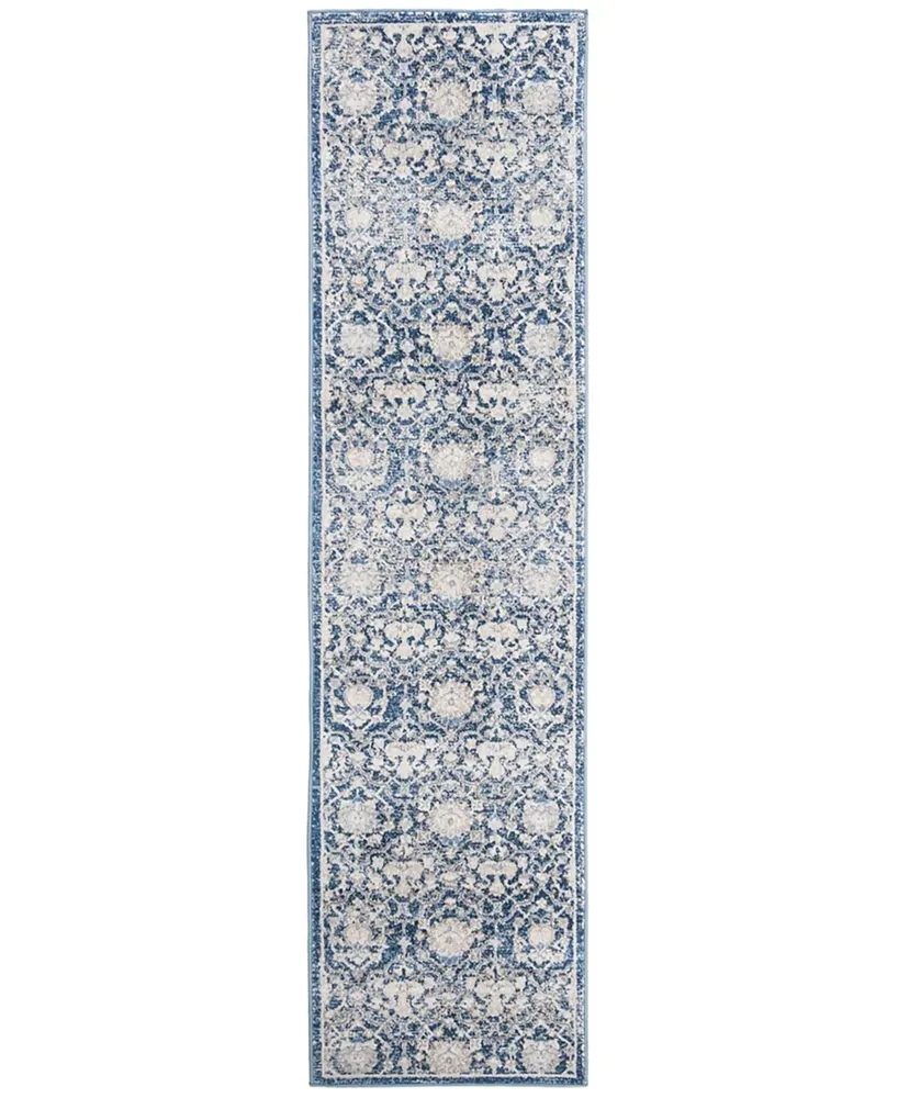 Safavieh Brentwood BNT896 Navy and Creme 2' x 8' Runner Area Rug