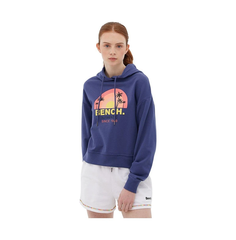 Bench Dna Women's French Terry Cropped Graphic Hoodie